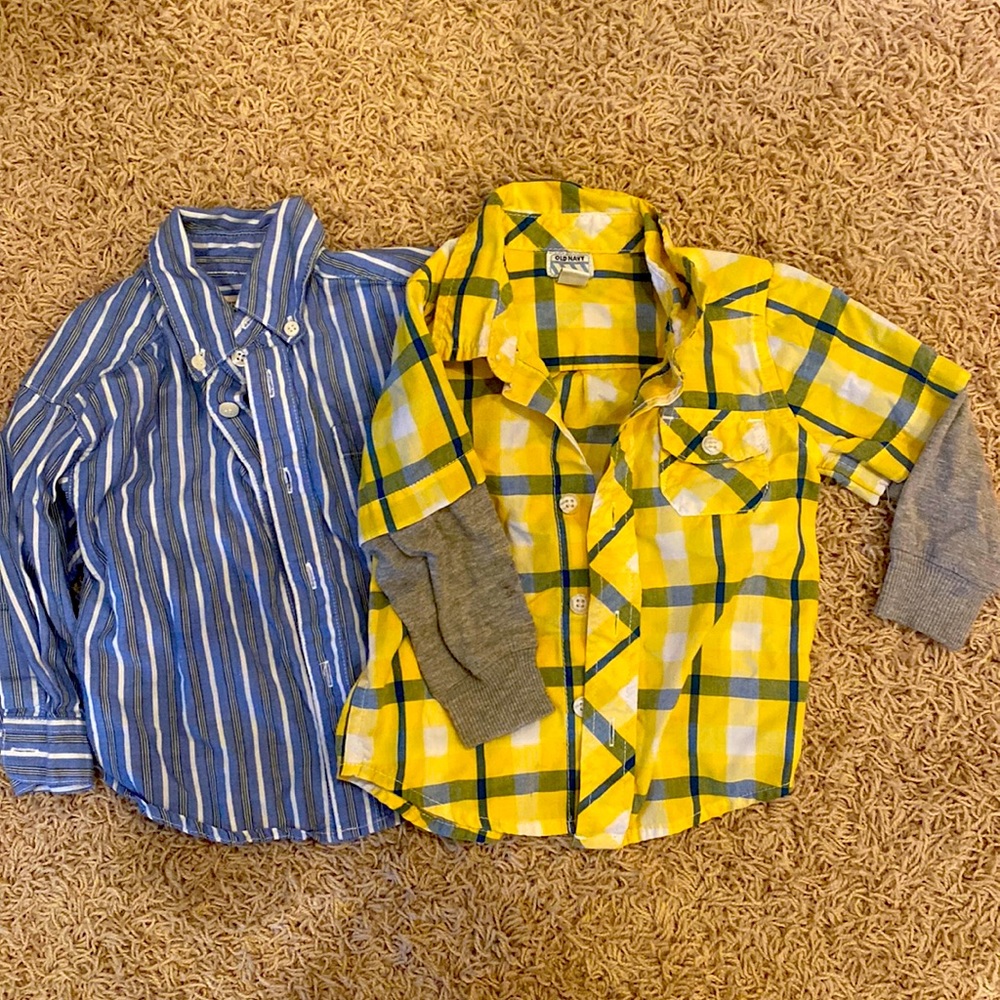 Lot of 2 Buttoned Collared Shirts Long Sleeve